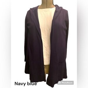 Navy blue long open cardigan size L